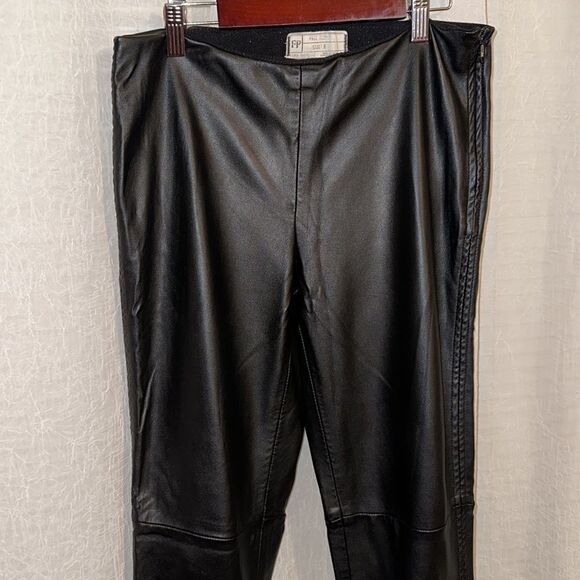 free people 6 Vegan Leather Black Stretch Zip Ankle  Elastic Waist Moto Legging - Picture 4 of 16